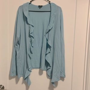 Talbots blue ruffle front cardigan size 3X